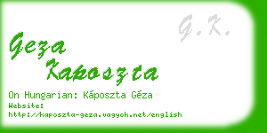 geza kaposzta business card